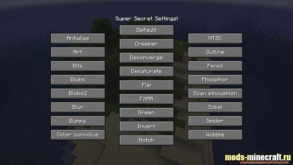 Super Secret Settings 1.16.5, 1.15.2 &#8211; Secret Menu of Built &#8211; in aShaders in Minecraft