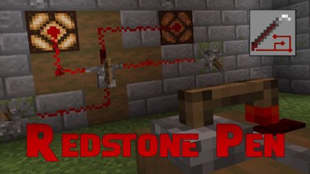 Redstone Pen добавляет ручку чтобы проводить или удалять тонкие дорожки с питанием редстоуна по независимым маршрутам&#44; включая стены