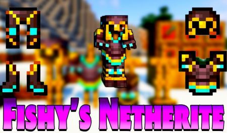 Текстур пак Fishy’s Netherite покрывает незеритовые доспехи золотом и алмазами