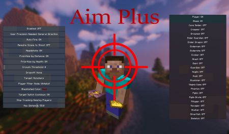 Aim Plus - автоприцел - чит мод на майнкрафт