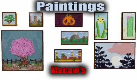 Мод Macaw’s Paintings добавляет 40 принтов в стиле майнкрафт